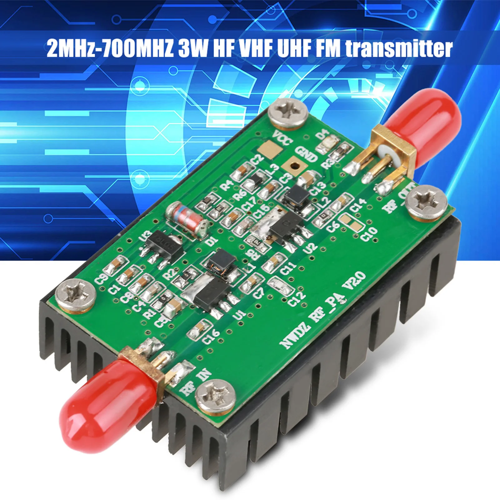 2MHz-700MHZ 3W HF VHF UHF FM Transmitter RF Power Amplifier For Radio Broadband RF power amplifier