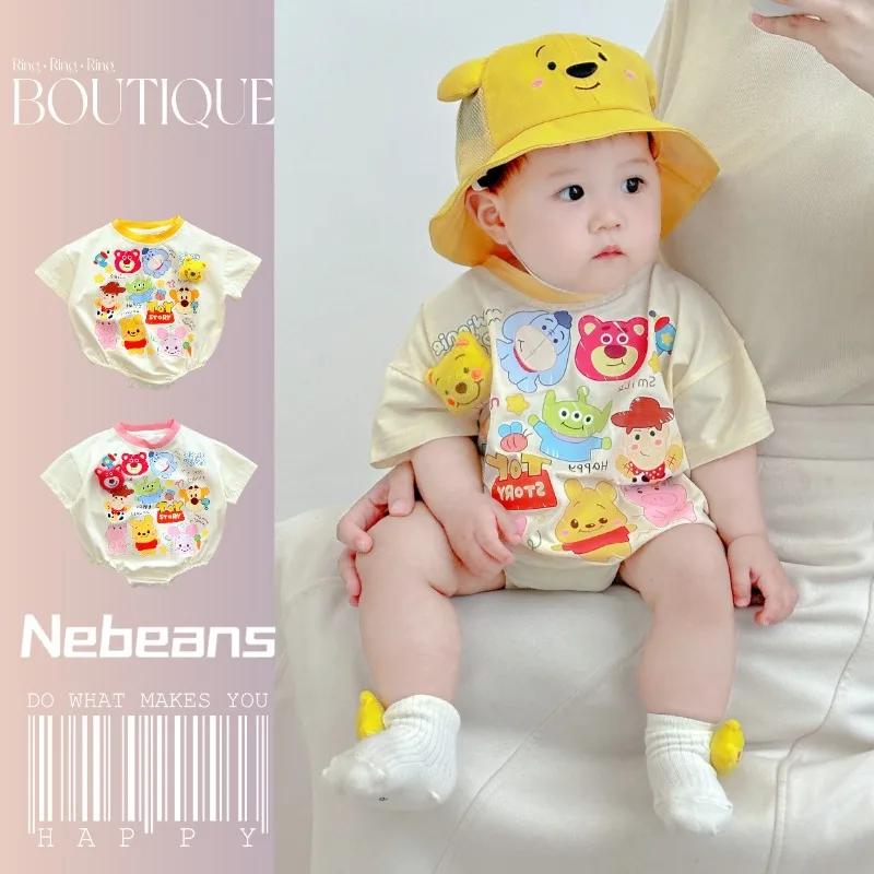 Nuova estate 0-2 anni Baby Boy Girl Cartoon Near body Cotton Clothes Crawling Suit Set Photo Suit K5233