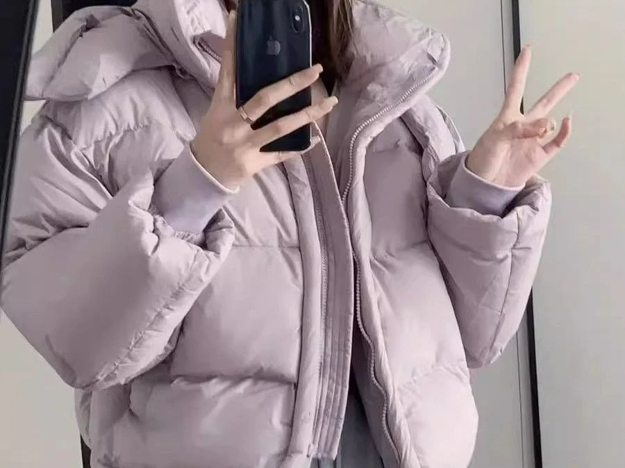 

2025 Autumn and Winter Down and Cotton Jacket New Short Style Loose and Fashionable Bread Hooded Jacket
