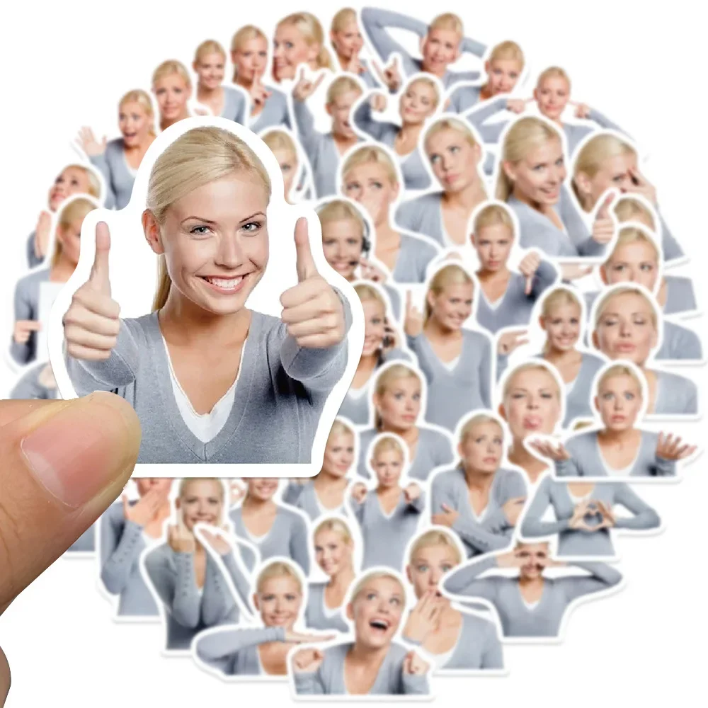 50 stücke Blonde Haare Frauen Lustige Meme Aufkleber Graffiti PVC Wasserdichte DIY Dekoration Telefon Notebook Fahrrad Laptop Aufkleber Spielzeug