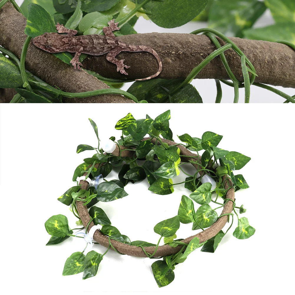 Reptile Climbing Branch Vine Flexible Jungle Scindapsus Leaves Rattan Reptile Box Landscaping Decoration