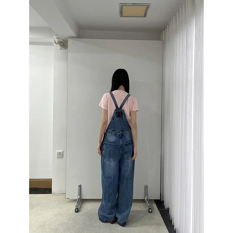 Benuynffy Vintage Front Pocket Loose Denim Overall Jumpsuit Women 2026 Summer New Streetwear Casual Female Straight Leg Jeans view 2