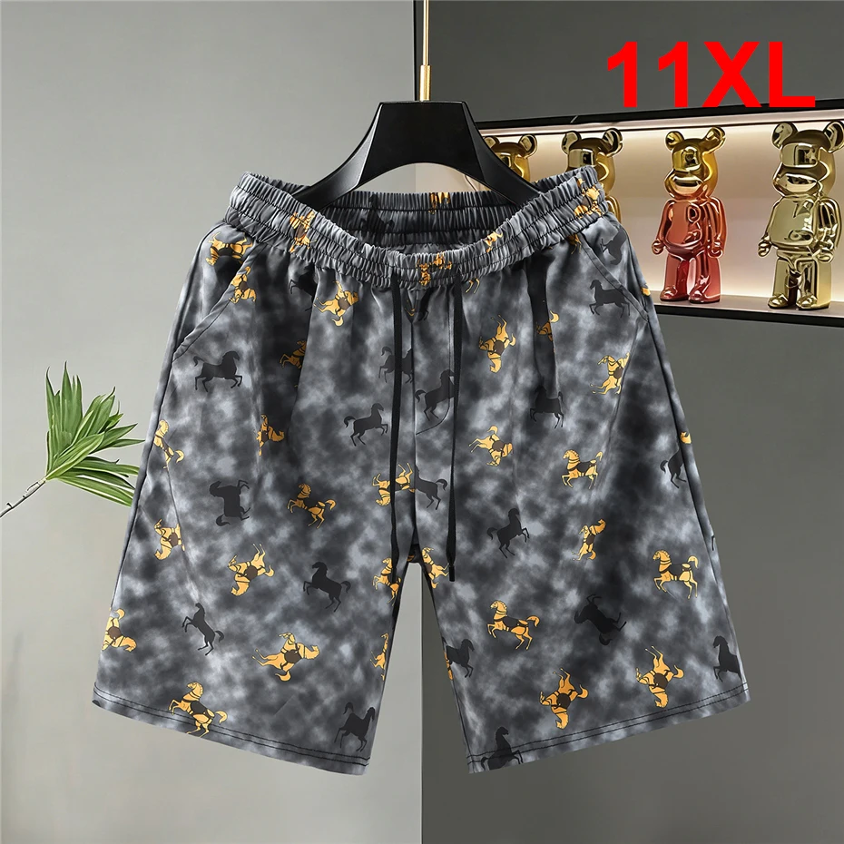 

11XL 10XL Plus Size Hawaiian Beach Shorts Men Summer Shorts Horse Print Shorts Fashion Casual Bottom Male Big Size 10XL