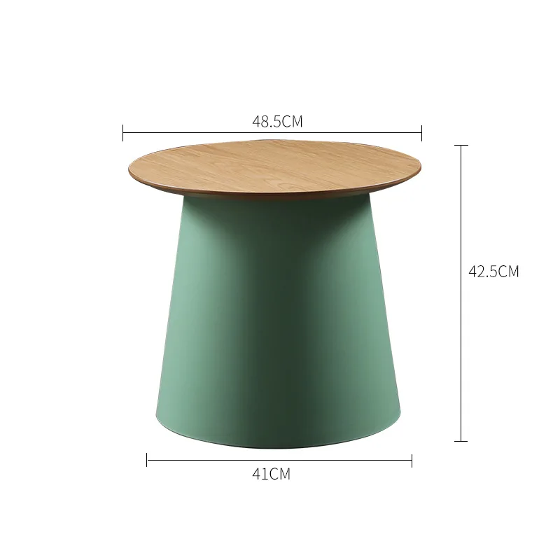 Nordic Round Plastic Coffee Table Creative Side Table with Wooden Desktop Simple Unique Stylish Desk Living Room Furniture