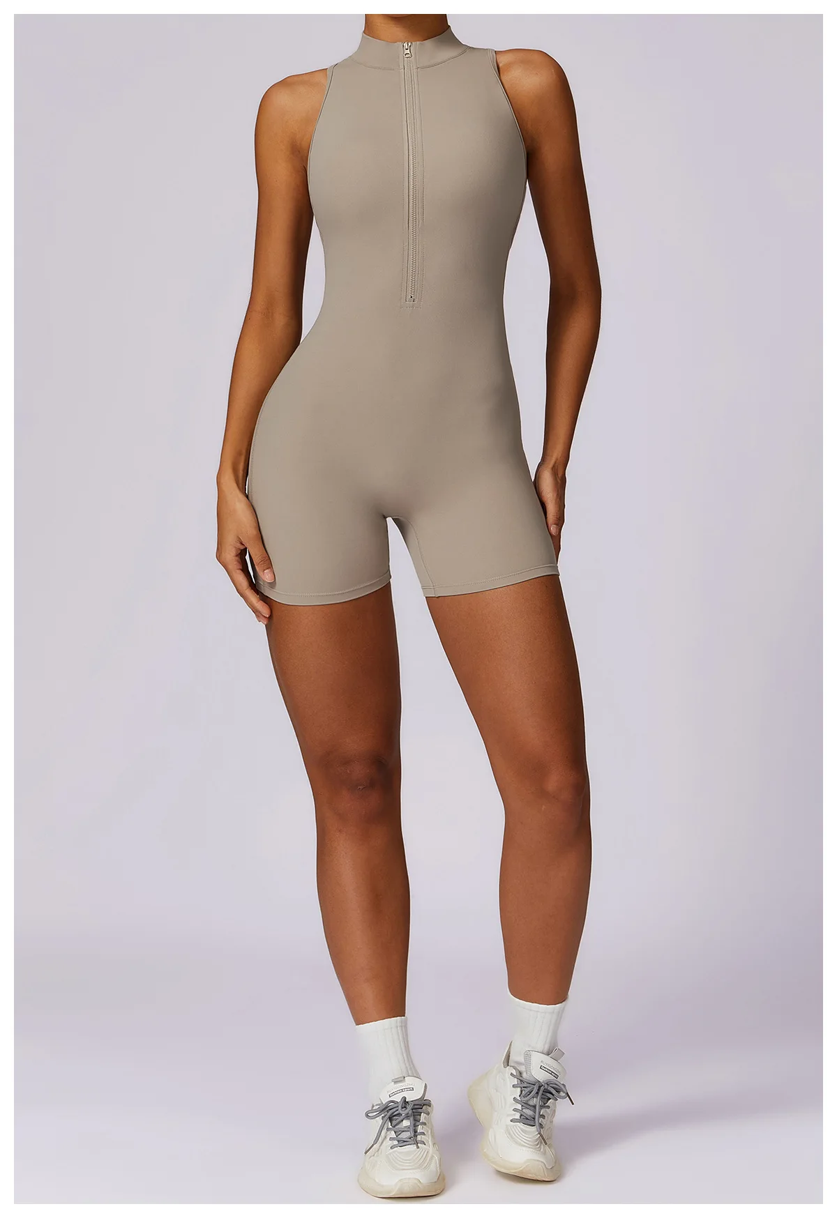 Sexy V Back Scrunch Sports Yoga Jumpsuit Women Gym Rompers Zipper Sleeveless One-Piece Suit Sportswear Bodysuits Sportswear