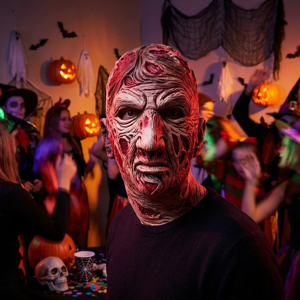 Halloween Burned Face Mask Latex Full Face Helmet Realistic Burn Scar Skin Exposed Tissue Wrinkled Texture Red Mark Detail Movable Jaw Open Mouth Horror Scary Creepy Carnival Masquerade Dark Cosplay Costume Prop Party Adult Men 1pc Mask Headgear Outfit