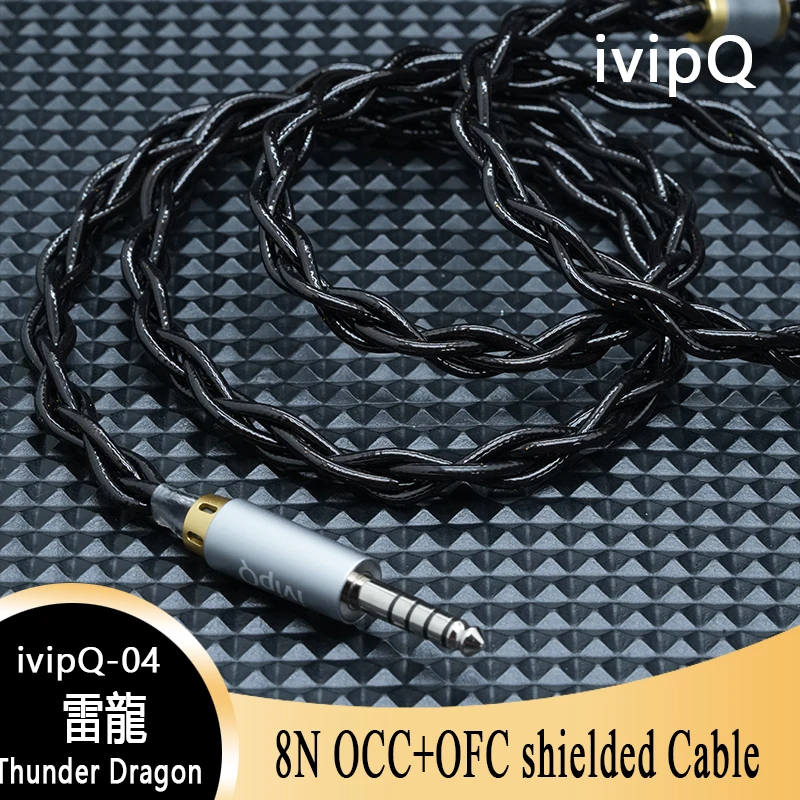 ivipQ-04 Thunder Dragon S Series 22AWG 8N OCC+OFC Shielded Earphone Upgrade Cable Rhodium Plated 4.4mm/0.78mm 2Pin For Hype10