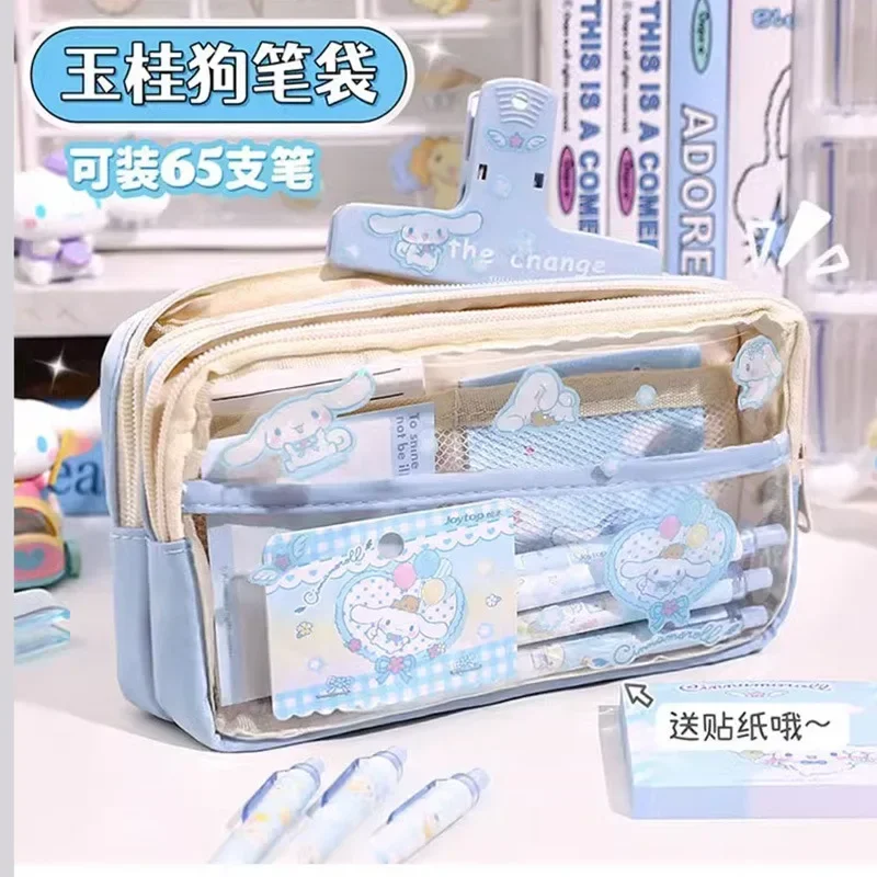 Trousse à crayons Kawaii Cinnamoroll pour filles, sac de rangement en peluche Sanurgente, trousse de maquillage Anime Cartoon, Hello Kitty Kuromi,