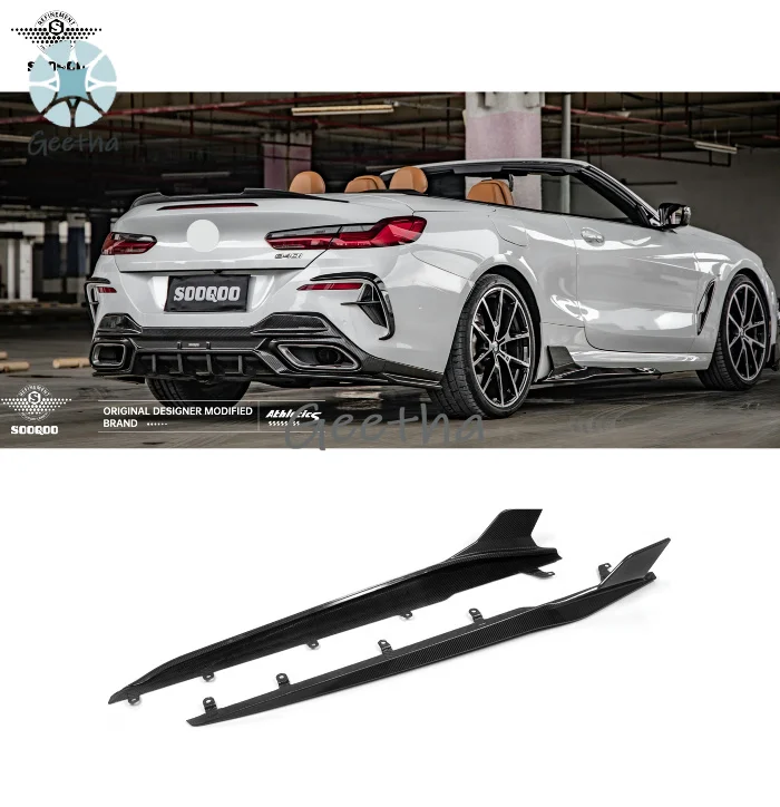 SOOQOO Style Dry Carbon Fiber Side Skirts for BMW G14 G15 G16 Side Skirt for BMW 8 SERIES 2021-IN