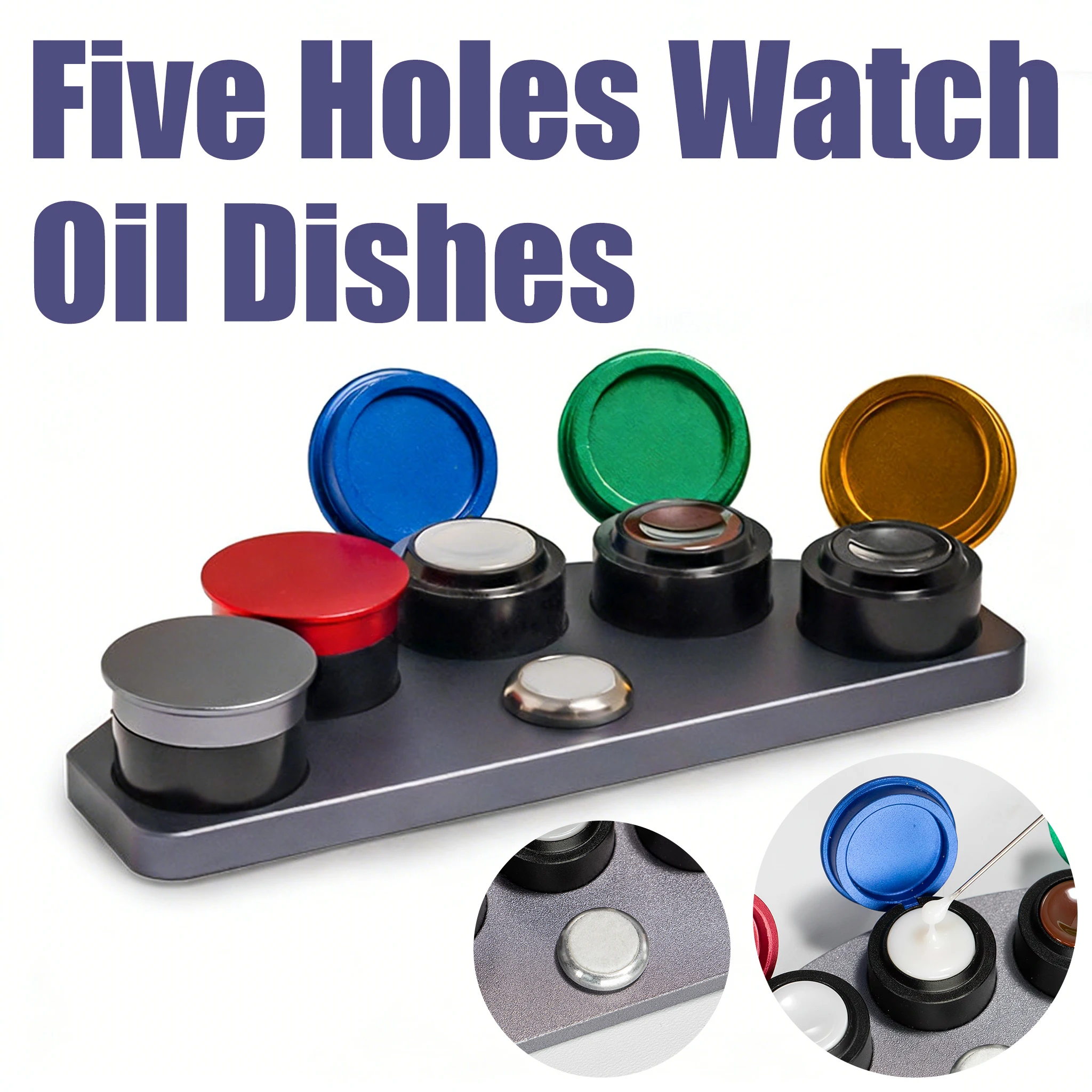 

Watch Oiler Kit Watch Oiler Watch Repairing Oiler Stand Alloy Five Holes Watch Oil Dishes Oil Cup Watch Repairing Part Accessory