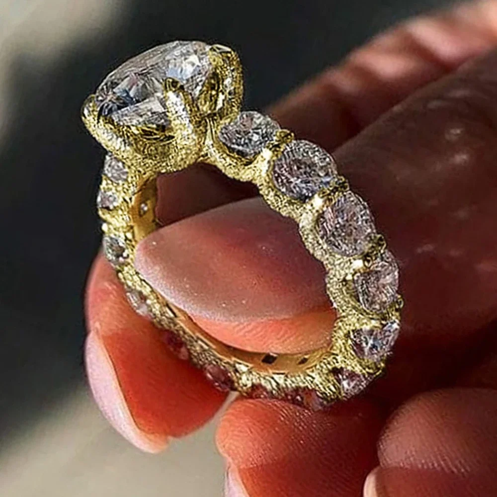 2025 نمط جديد الزفاف الأبدية مزاجه الموضة إكسسوار شخصي مطعمة مع جولة لامعة الزركون مطعمة الدائري للنساء