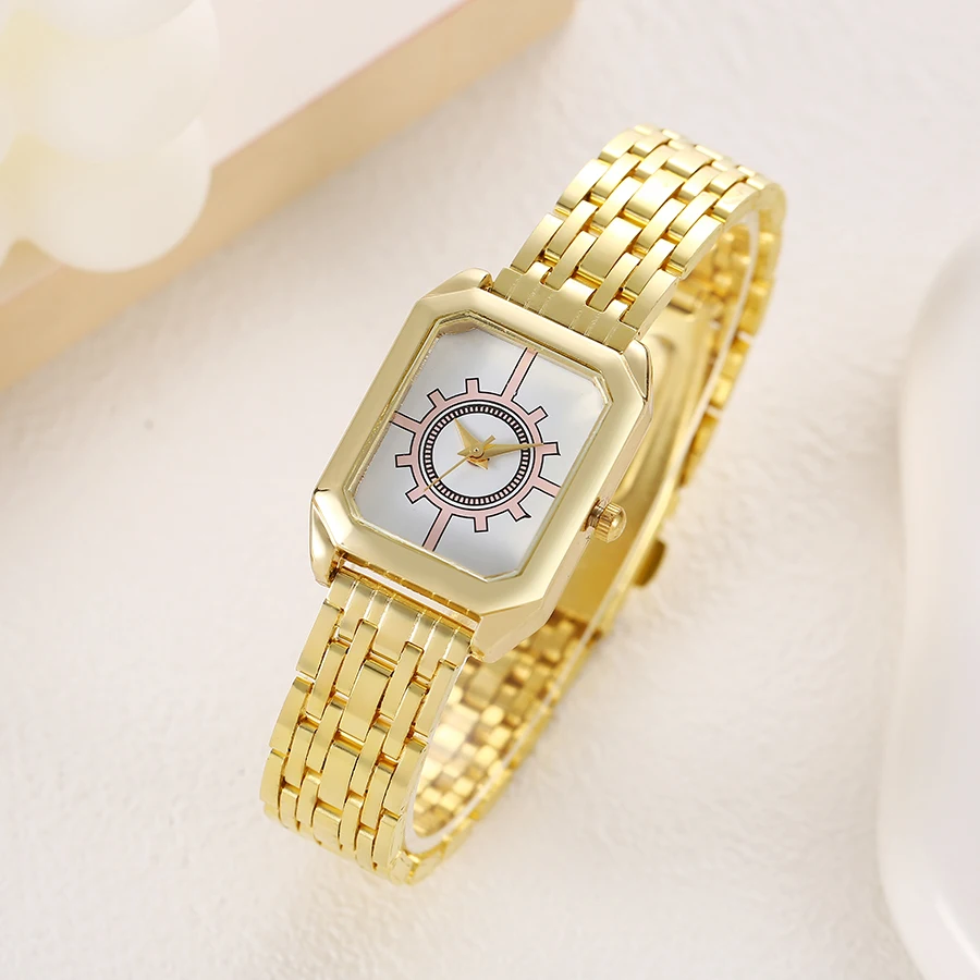 Fashion Light Luxury All-match Rectangular Dial Alloy Material Women's Quartz Watch, Suitable for Daily Wear, Christmas Gift