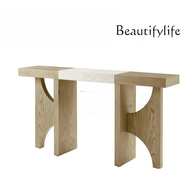 light luxury high-end marble entrance table modern simple corridor solid wood entrance table decorative table