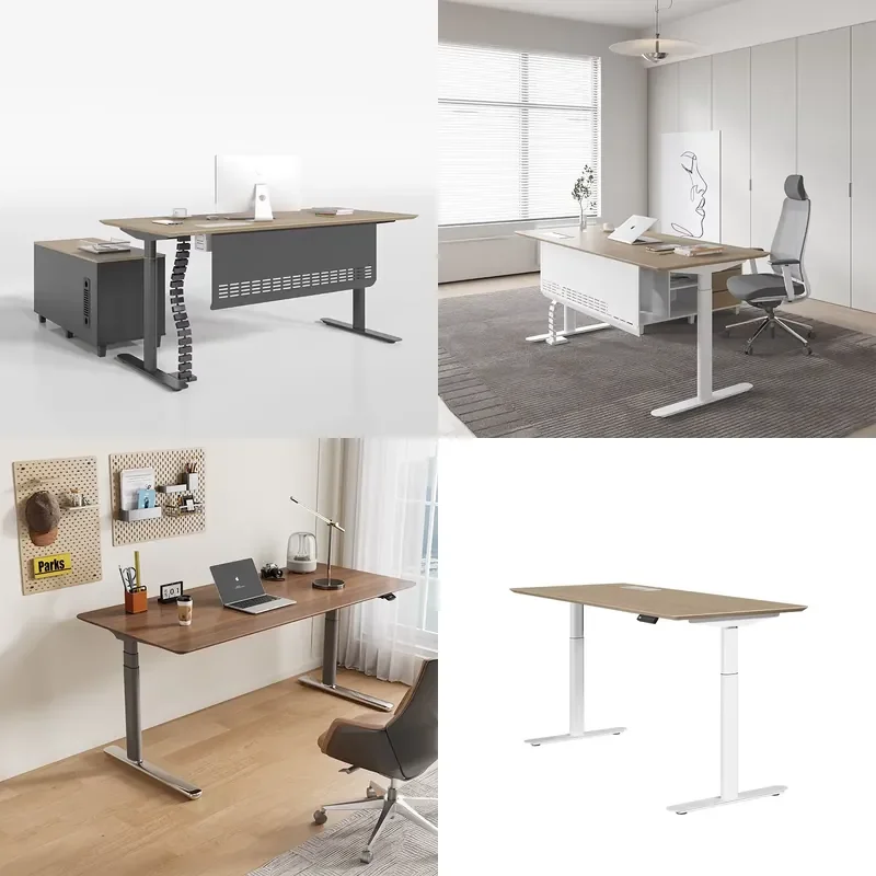 Modular Electric Height Adjustable Single Desk Office Table Sit Stand Front Privacy Panel Cable Management System Custom Size