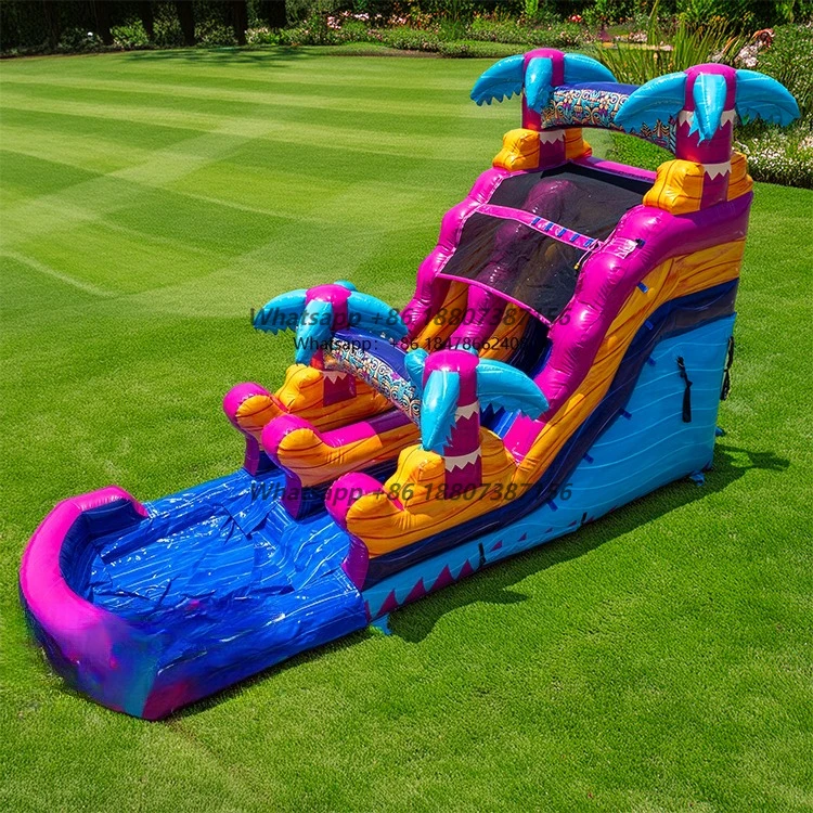 

2025 New Design Marble Colorful Inflatable Water Slide Tropical Palm Tree Commercial Rental Summer Water Games for Boy and Girl