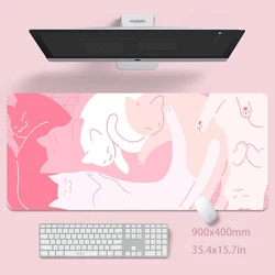 Alfombrilla de ratón grande de 100x50cm para ordenador, alfombrilla de ratón rosa para Gaming, alfombrilla grande para teclado