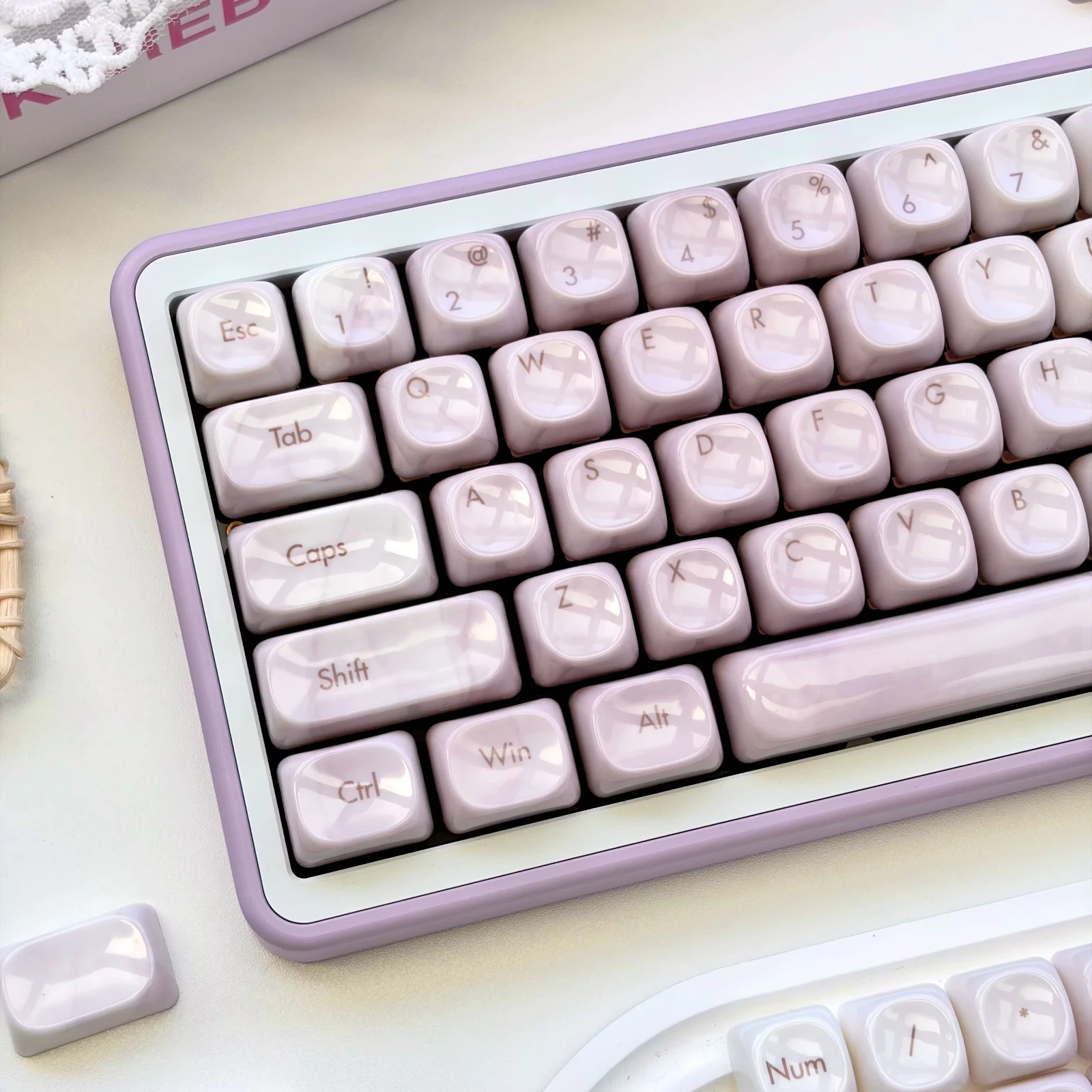 MAIMOOO Marble Series Jelly Keycap MOA Profile PBT Personalized Glazed Ceramic Texture Keycaps for Mechanical Keyboard 134Keys