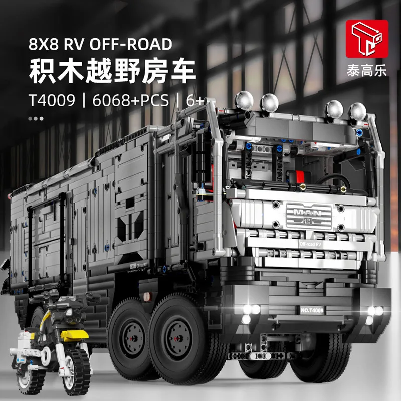 IN STOCK T4009 High-tech Technical RC 8X8 Off-Road RV Building Blocks Bricks Assembling Model Construction set for boys Toy Gift