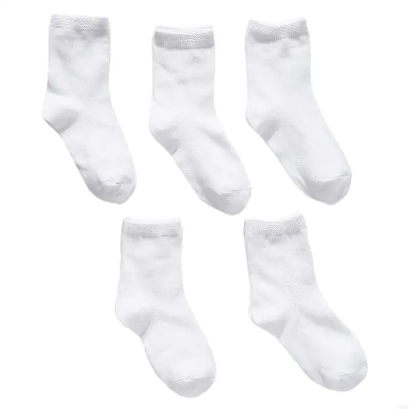 49MB 5 Pairs Kids Sock Baby Boy Girl Solid Breathable Cotton Sport