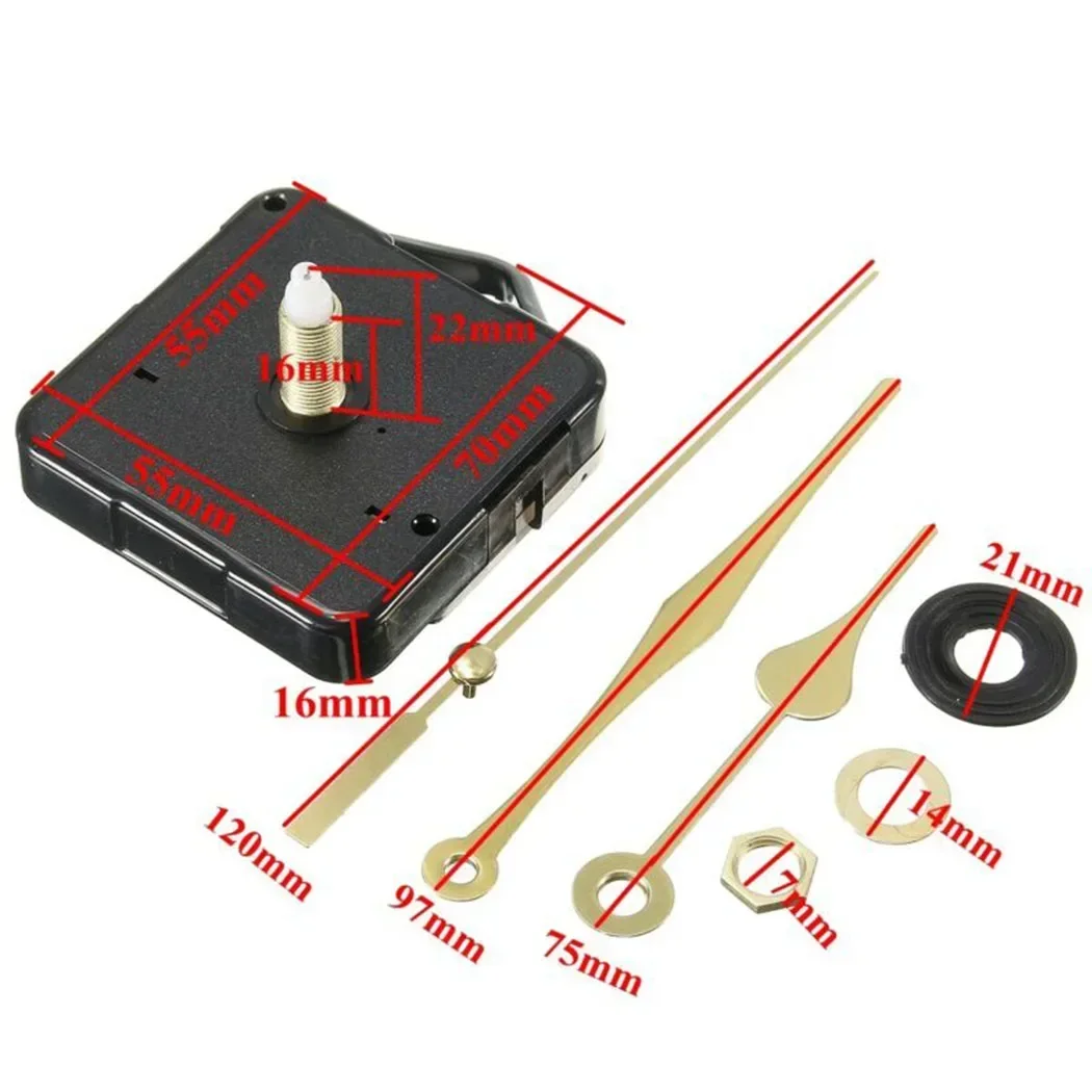 Mecanismo de quartzo silencioso do relógio de parede, movimento central para o trabalho do relógio, reparo do motor do eixo longo, DIY Tool Part Kits