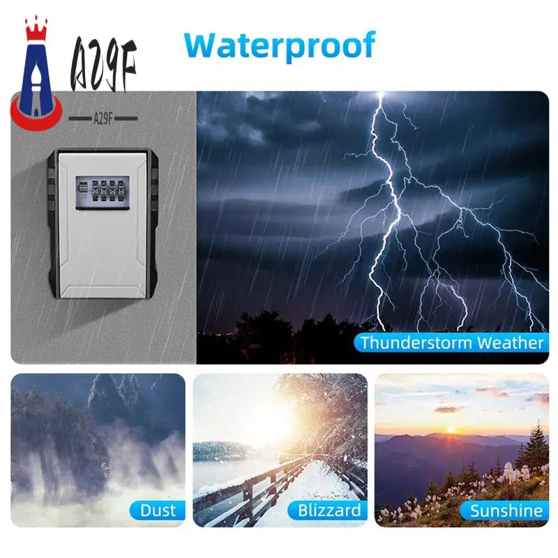 

A29F-4-значный комбинированный ящик для ключей, настенный ящик для ключей с паролем, органайзер для хранения ключей из алюминиевого сплава, защитный замок для улицы