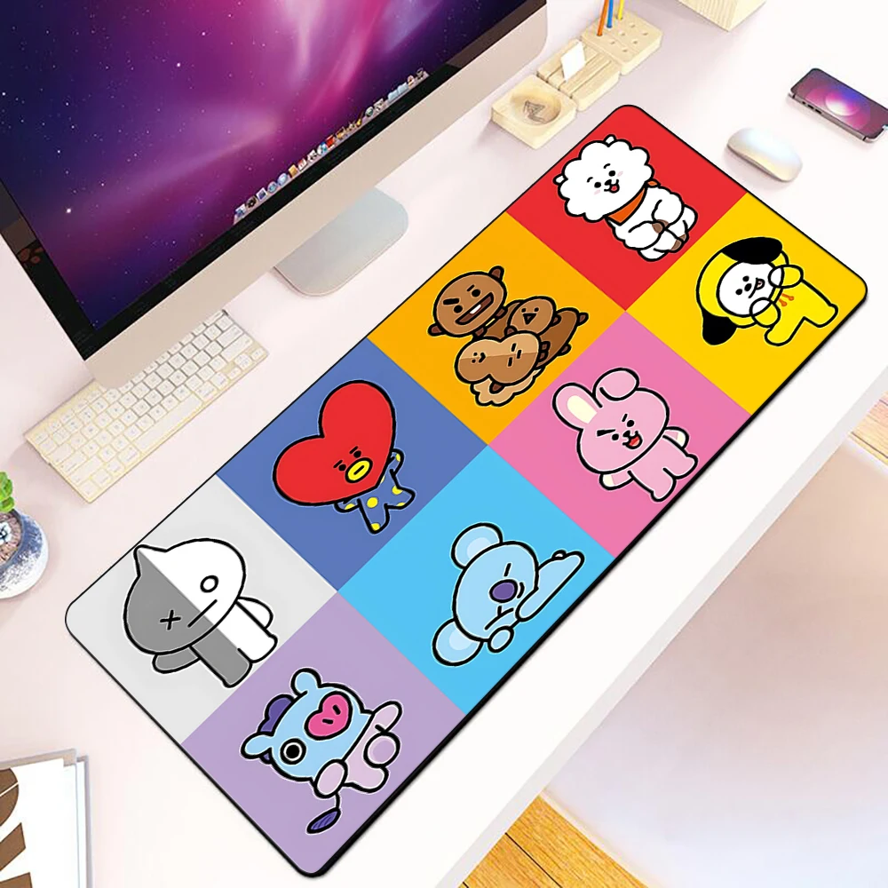 

Cute Cartoon B-BTS-S Mousepad HD Printing Computer Gamers Locking Edge Non-slip Mouse Pad XXL90x40cm Keyboard PC Desk Pad