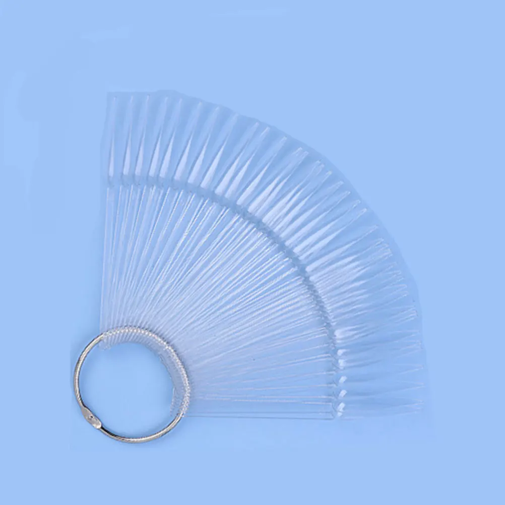 Juego de 3 puntas en forma de abanico, Kit de práctica, palos de exhibición transparentes para entrenamiento artístico, paleta de colores, puntas de práctica de uñas, tarjeta de exhibición de uñas