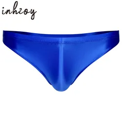 Mens Glossy Panties Sexy Low Rise Oil Shiny Briefs Bulge Pouch Thong Lingerie Smooth Tights Underpants Underwear Swimwear