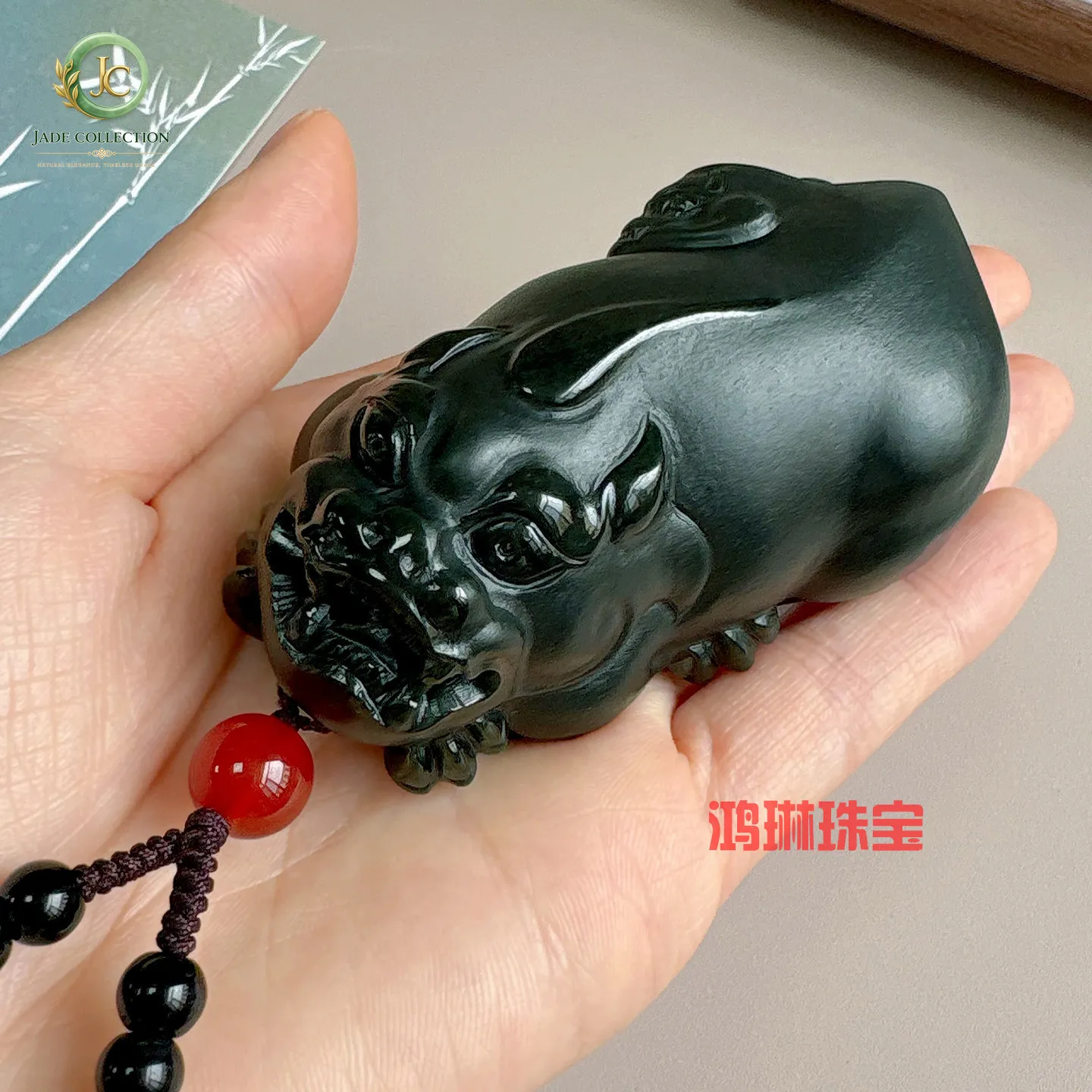 Natural Hetian jade sapphire Pixiu hand handle 85x45m men's cultural play hand handle Pixiu hand handle collection gift