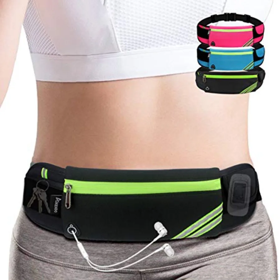 

Slim Running Belt Fanny Pack, Waist Pack Bag for Hiking Cycling Workout, Reflective Runners Belt Jogging Pouch, Travelling Mone