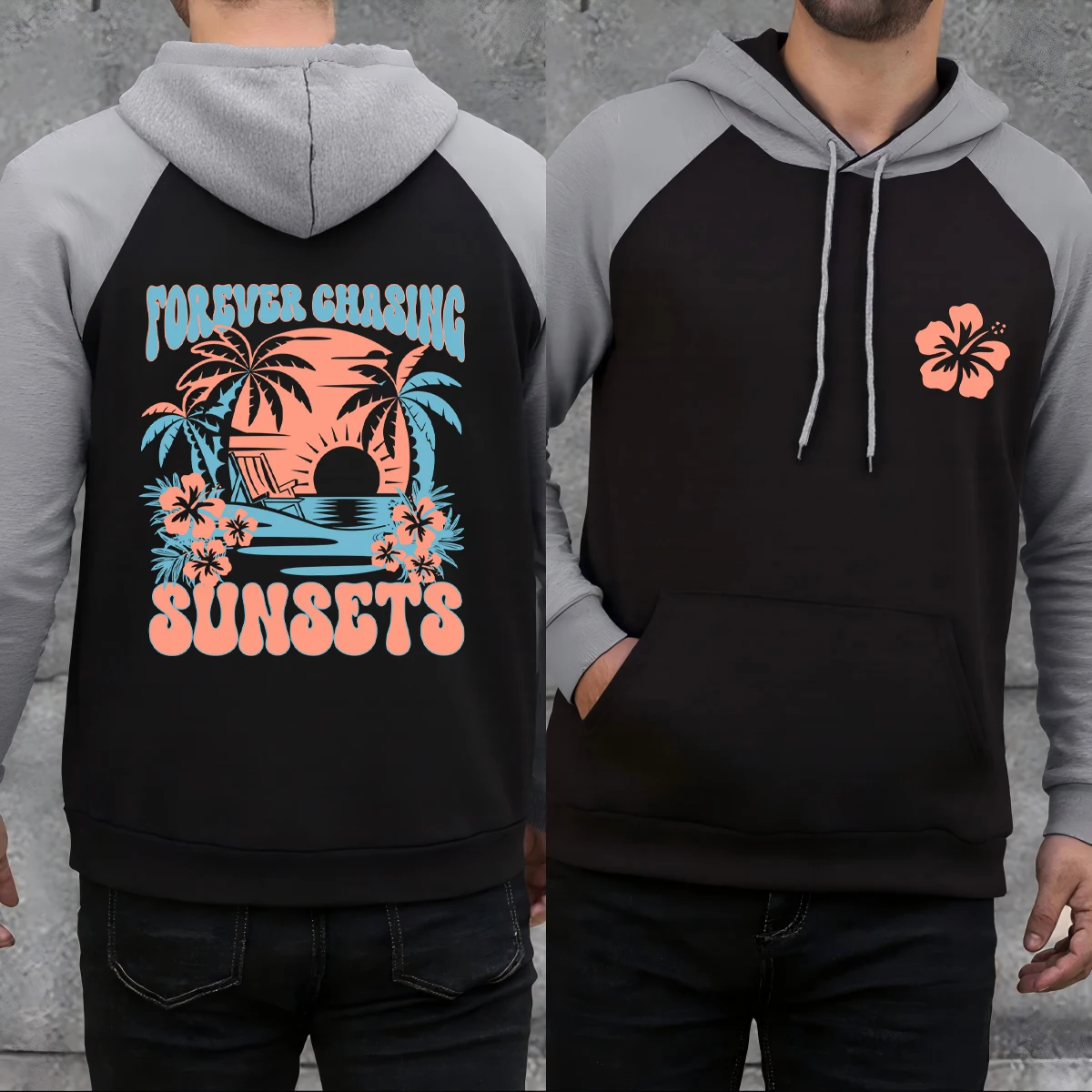 إلى الأبد مطاردة غروب الشمس الشاطئ الرجال راجلان هوديي الخريف أزياء الملابس فضفاضة الصوف خمر البلوز للجنسين بسيط كم طويل