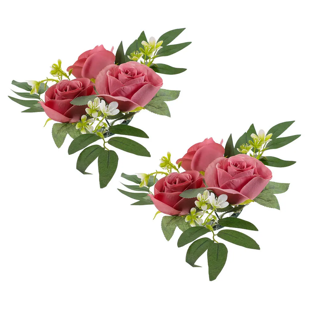 2Pcs Floral Rings Exquisite Artificial Flower Ring for Home Bedroom Living Room Decoration Wreath