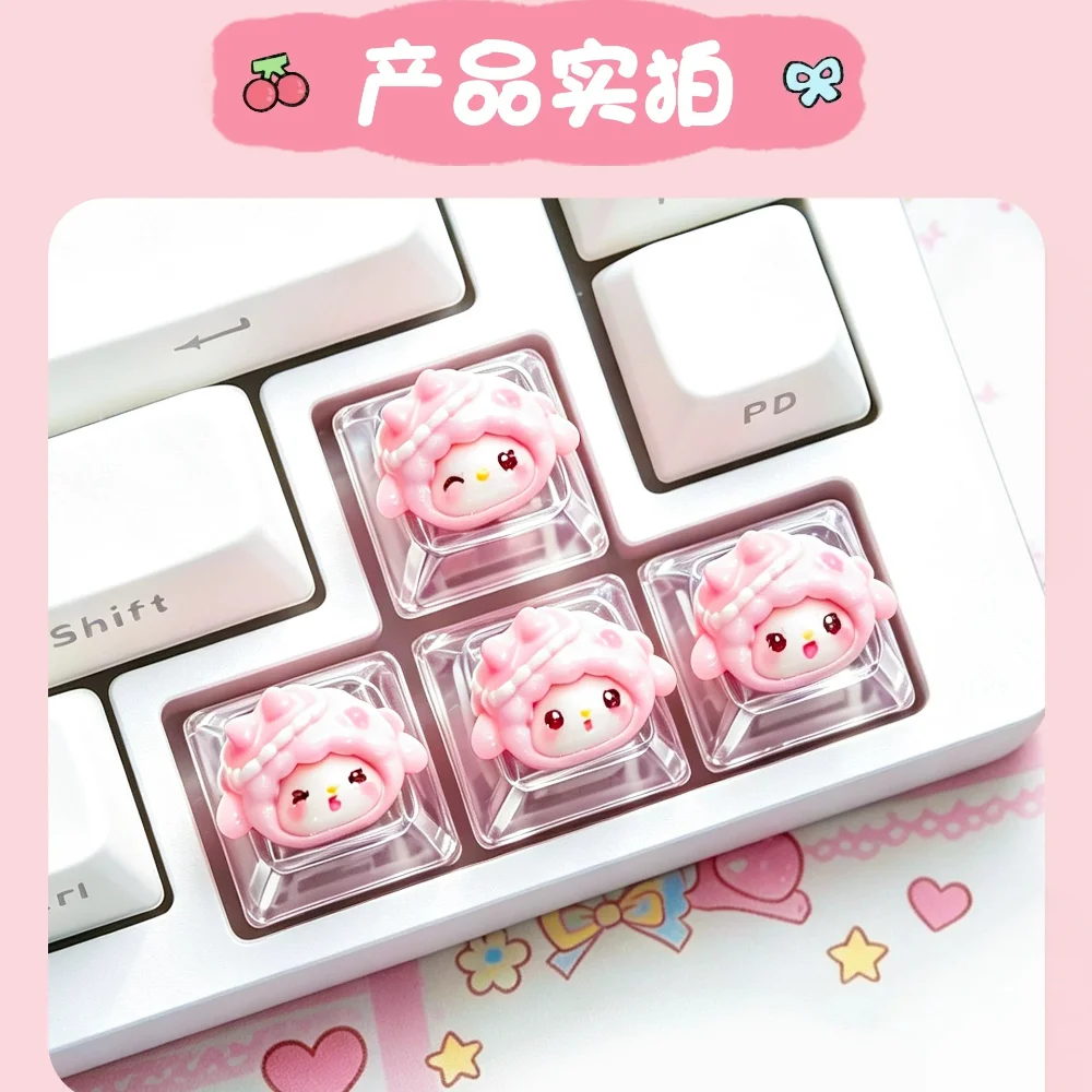 Cute Expression Theme 3D Keycaps Set PC Material XDA Profile for MX Stem Transmission Design for Mechanical Keyboard Arrow Keys 6