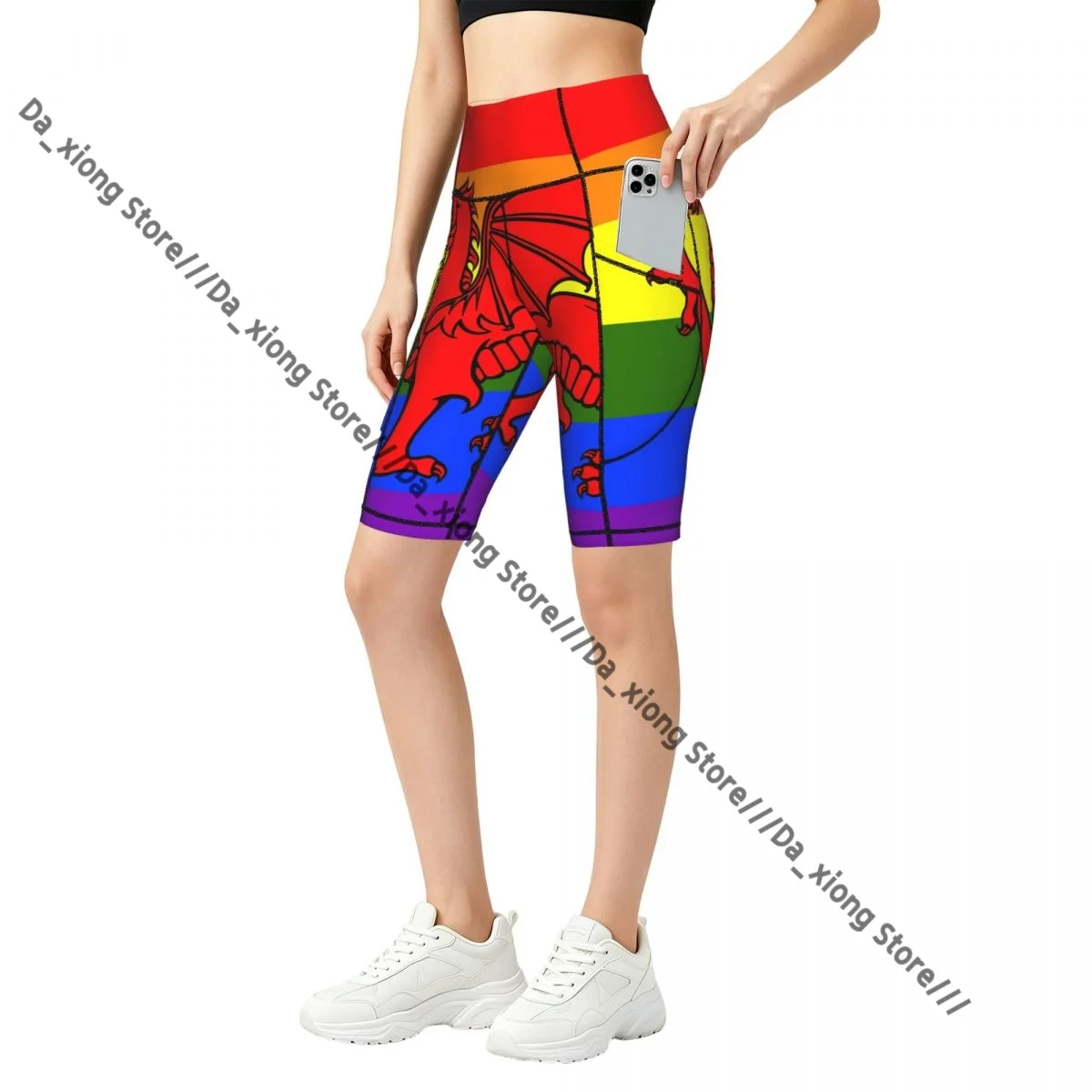 Comfortable Stretchy Yoga Shorts Rainbow Flag Wales Women Gym Exercise Sports Trousers