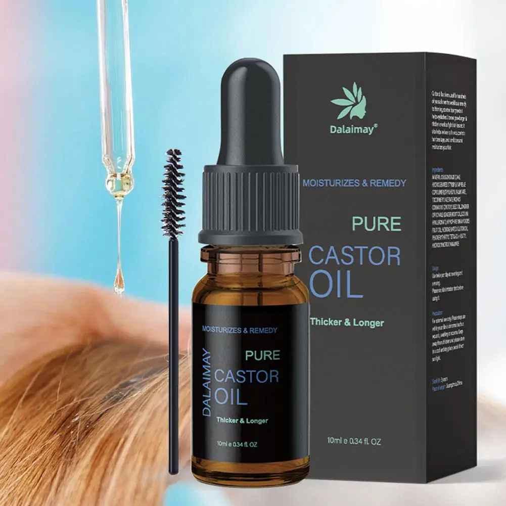 

10ML Castor Oil Hair Eyelash Brows Growth Essential Oil Prevent Skin Aging Castor Essence Moisturizer Skin Care For Women M1A3