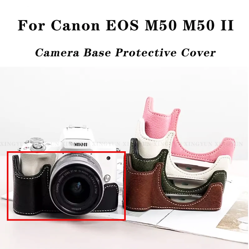 

For M50II Protective Case Camera Case For Canon EOS M50 M50 II Camera Bag half Cover Removable Leather Camera Case