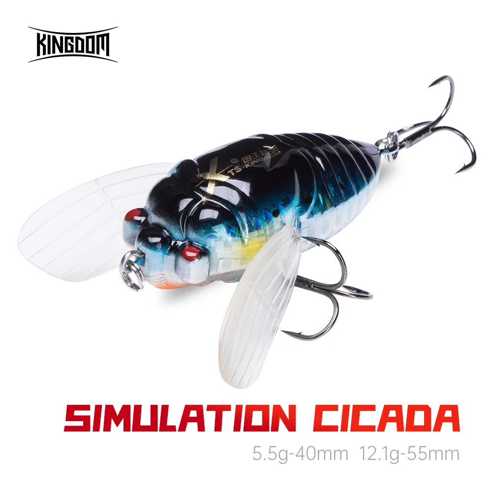 Kingdom Topwater Floating Simulation Cicada Fishing Lures Hard Bait Saltwater Bionic Insect Swing Wobbler 40mm 55mm Fishing Lure