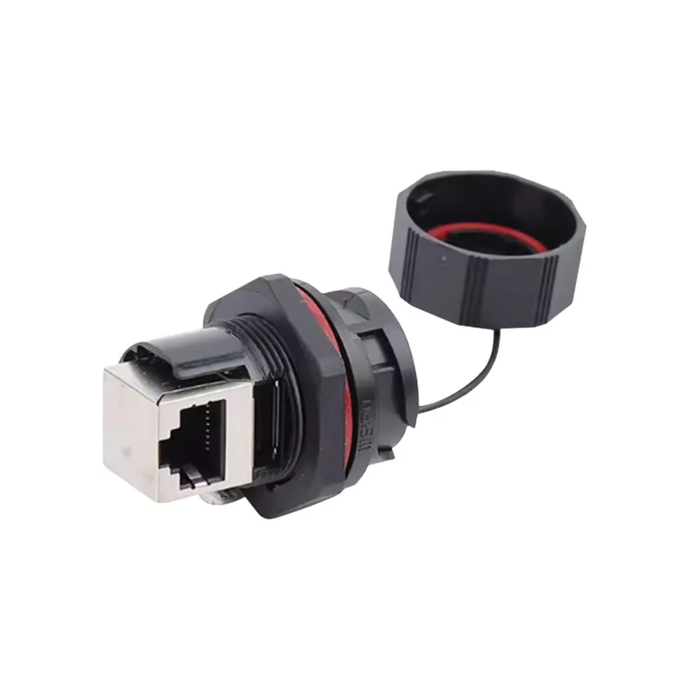IP67 Waterproof RJ45 Connector CAT6 Dual Head Ethernet Socket Shielded Dust Cap Ethernet LAN Cable Coupler LAN Cable Connection