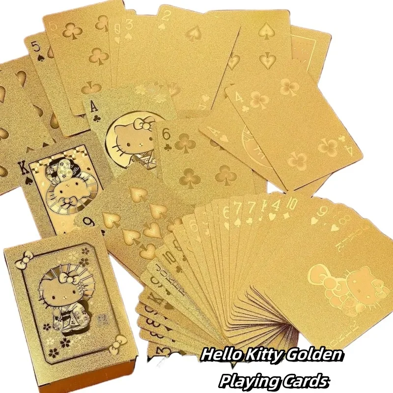 Hello Kitty animation peripheral cartoon cute playing cards creative personalized golden cards family party entertainment games