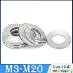 2/ 5/ 10/20/ 50pcs M3 M4 M5 M6 M8 M10 M12 M16 M20 Self Serrated Safety Washers Stainless Steel 304 Type Disc Spring Locking