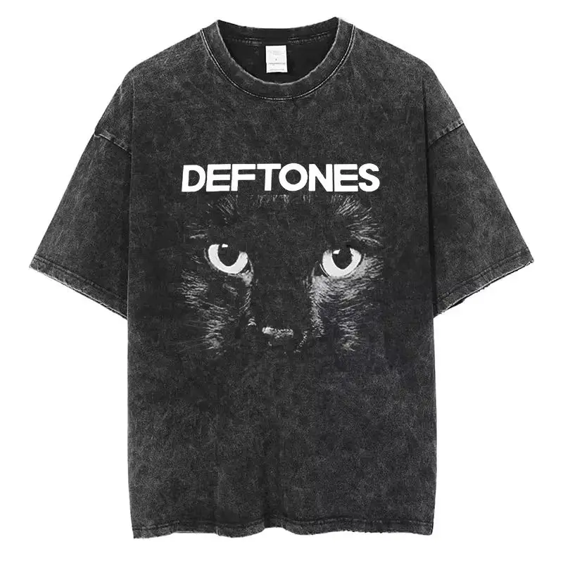 เสื้อยืดฮิปฮอปสไตล์ Deftones แขนสั้น คอกลม ลุค Y2K สำหรับผู้ชาย เสื้อผ้าใหม่ เสื้อยืดผู้ชาย รุ่น 61356