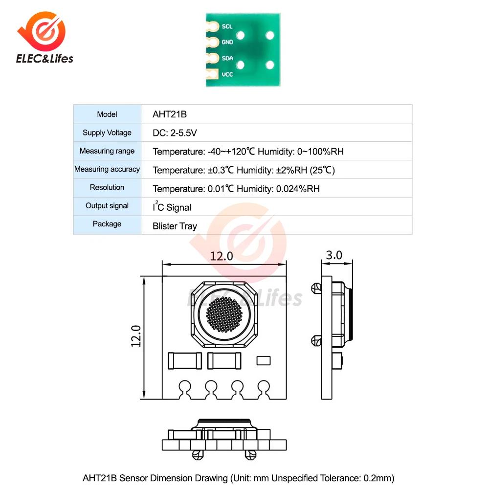 AHT21 High Precision Digital Temperature and Humidity Sensor Measurement Module I2C Communication Replace SHT20 FOr Arduino