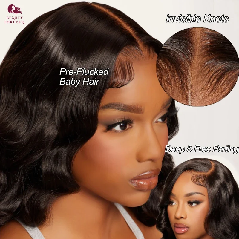 Beautyforever 13x4 13X6 Bye Bye KNOTS Glueless Wig Human Hair Ready to Wear Body Wave Lace Front Wig 100% Raw Human Hair Wig