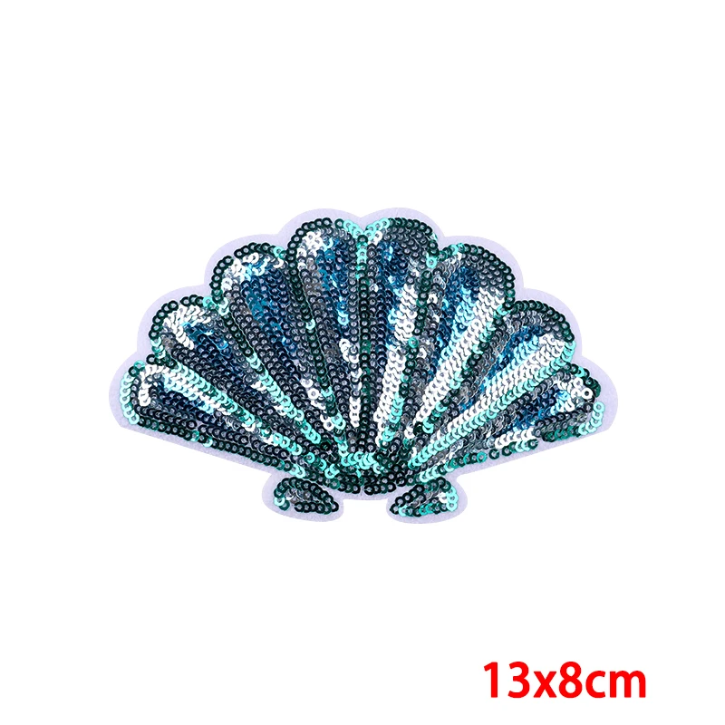 Mermaid Shell Sequins Patches For Clothing Stickers DIY Wngs Sequins Patch Iron On Patches On Clothes Unicorn Sewing Applique