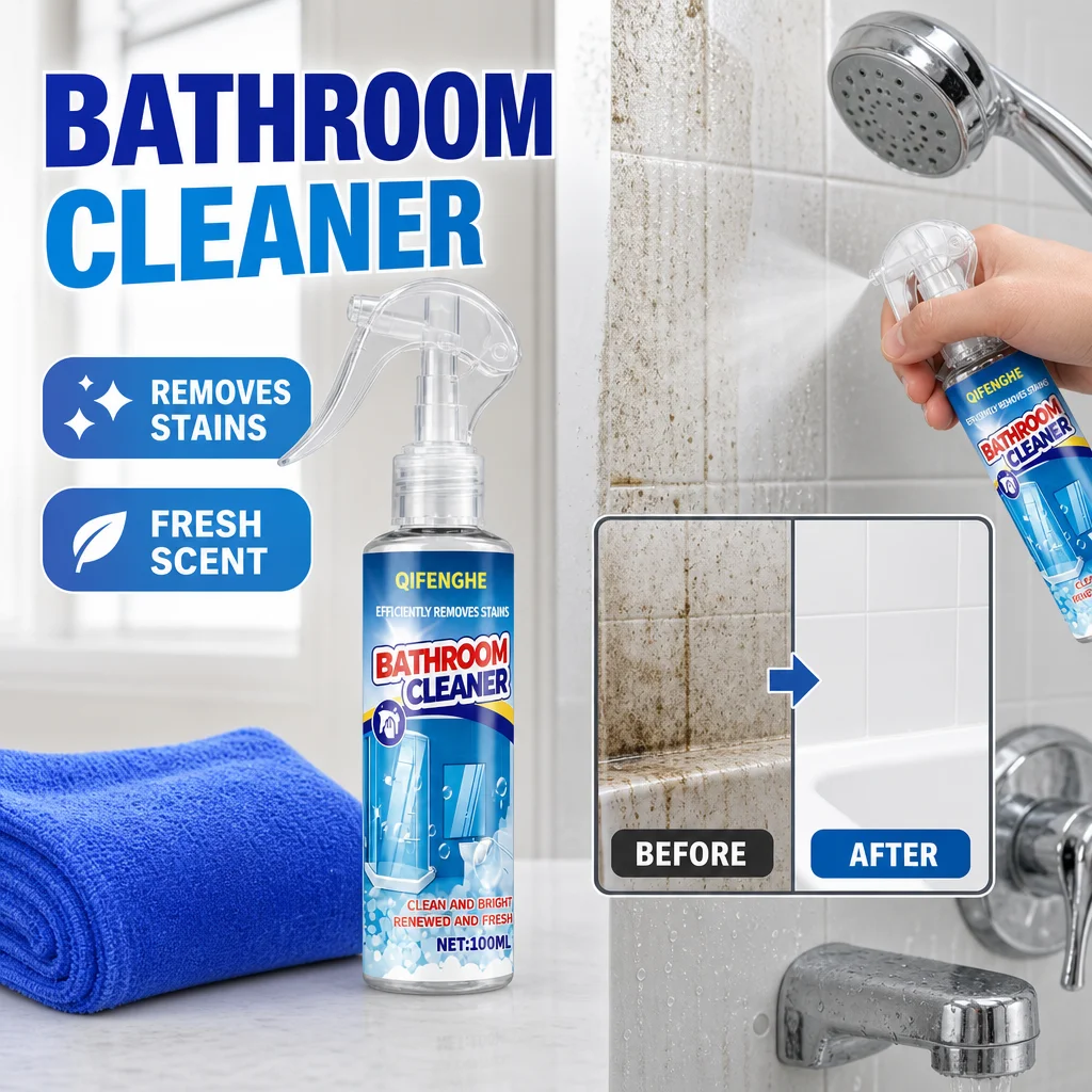 Powerful Heavy Duty Bathroom Cleaner Spray Efficiently Removes Tough Stains Fresh Scent Brightens Tiles 100ml