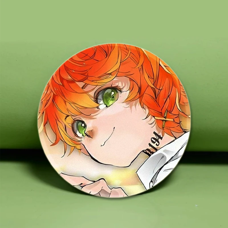 32/44mm Ray,Emma,Norman Anime Character Badge Cartoon Cosplay Cute Enamel Pins for Backpack Clothes Accessories Jewelry Hats