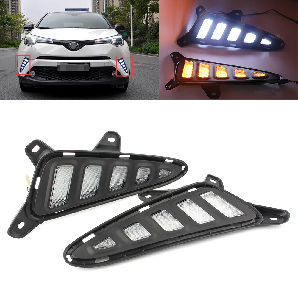 

Car Front Bumper Fog Lights For Toyota CHR C-HR 2018 Daytime Running Driving Light Turn Signal Lamp DRL White/Yellow