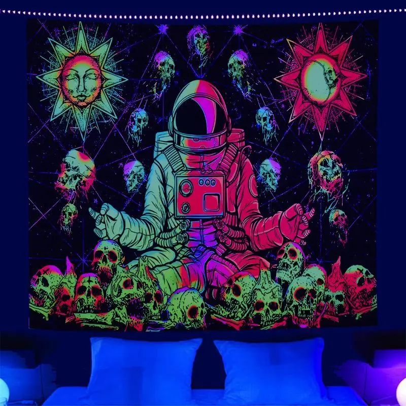 VIKAMA UV Blacklight Tree of Life Tapestry Psychedelic Neon Forest Glow Wall Hanging for Bedroom Dorm Atmosphere Home Decor