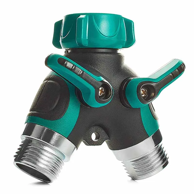 

Garden Watering Two Way Hose Splitters Connector Metal Body Distributor For Outdoor Tap And Faucet