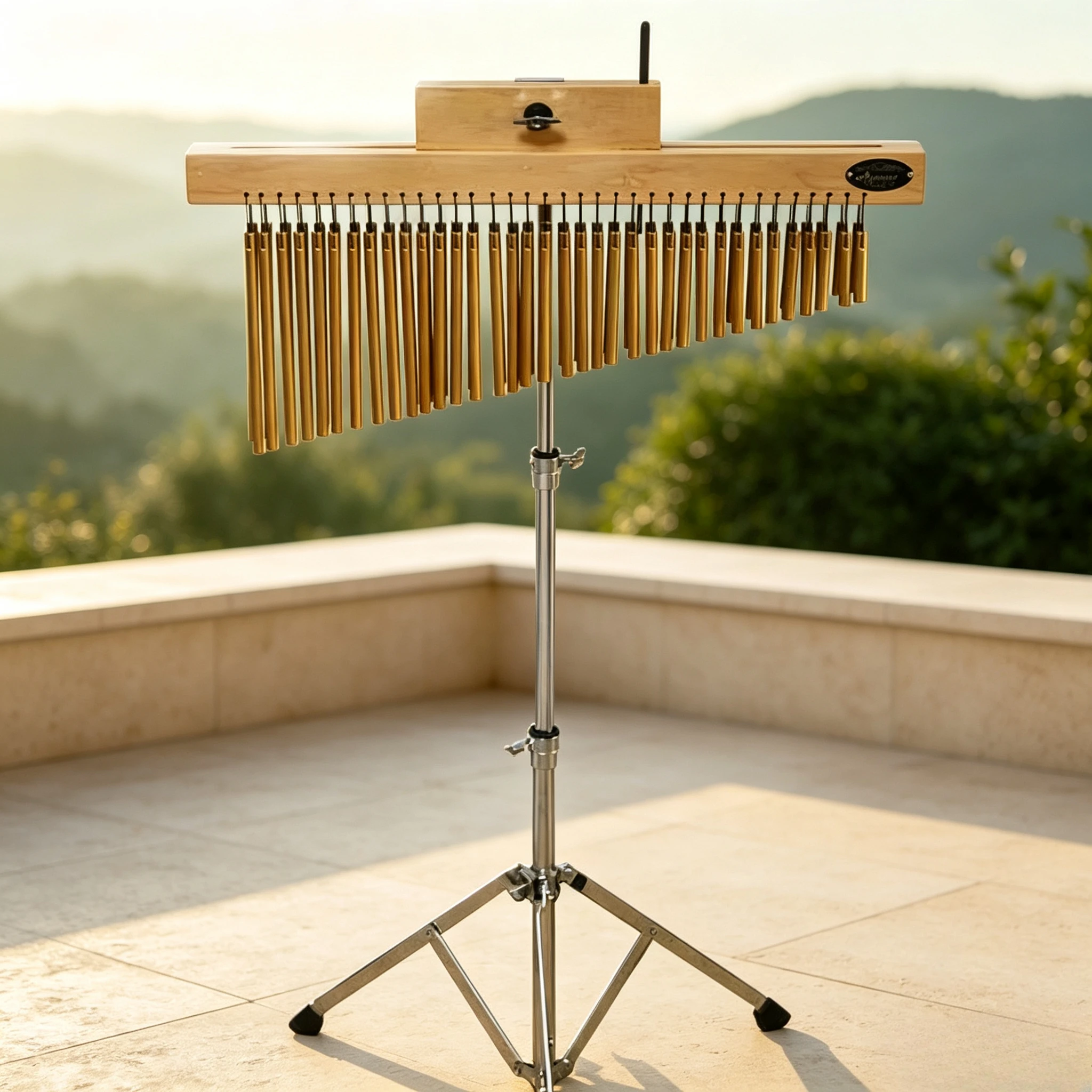 YUN QI QING YIN 36 Tone Gold Bar Chimes With Tripod Stand Match Crystal Singing Bowl, Sound Bath Chakra Yoga Meditation Spa Healing Percussion, Solid Wood Aluminum Wind Bell For Sound Therapy Relaxation view 2